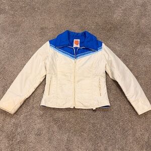1970’s Vintage Ski Jacket | Women's White and Blue Jacket L